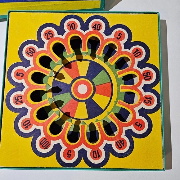 Vintage Wesback‎ Spinning Top Game Vibrant Cardboard Wood Spinner - Picture 3 of 9